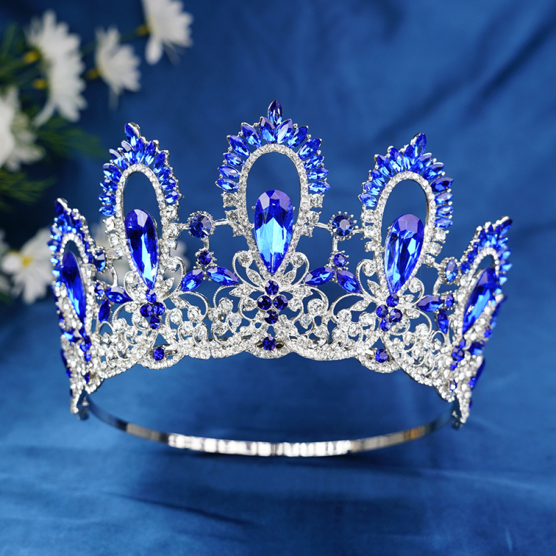 Diadem od legure s kristalima – ženski barokni vijenac, šuplja visoka kruna za vjenčanje (Materijal: Legura; Obrada: Set s kristalima; Stil: Ženski; Oblik: Kruna; Prilagodbe dostupne)