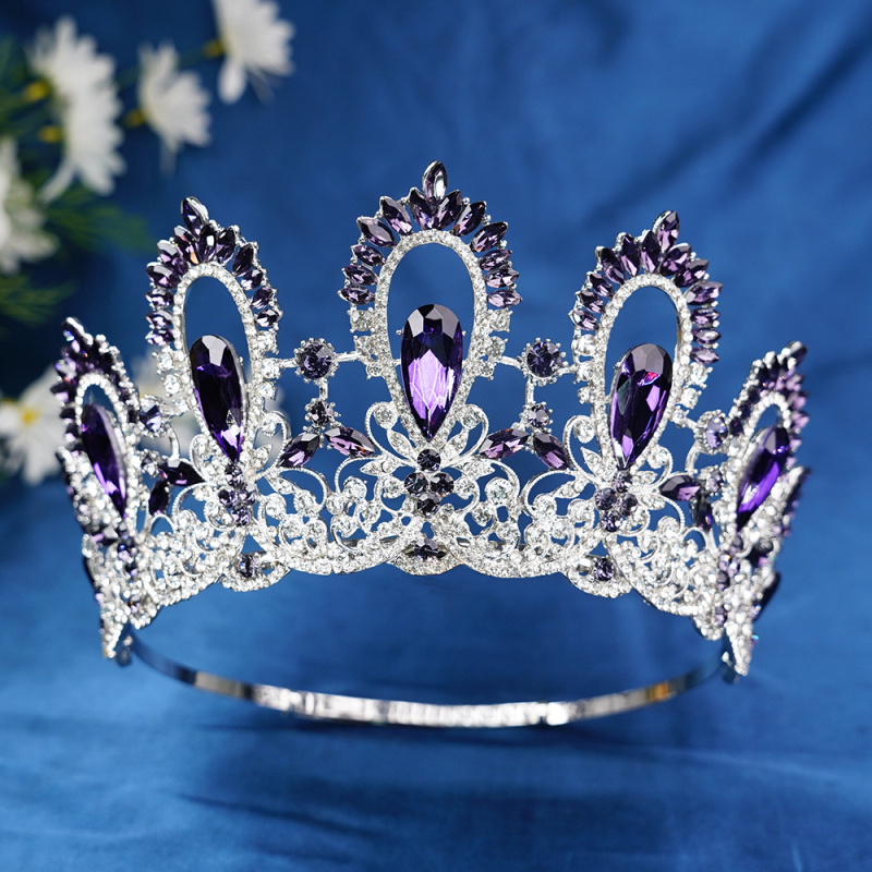 Diadem od legure s kristalima – ženski barokni vijenac, šuplja visoka kruna za vjenčanje (Materijal: Legura; Obrada: Set s kristalima; Stil: Ženski; Oblik: Kruna; Prilagodbe dostupne)