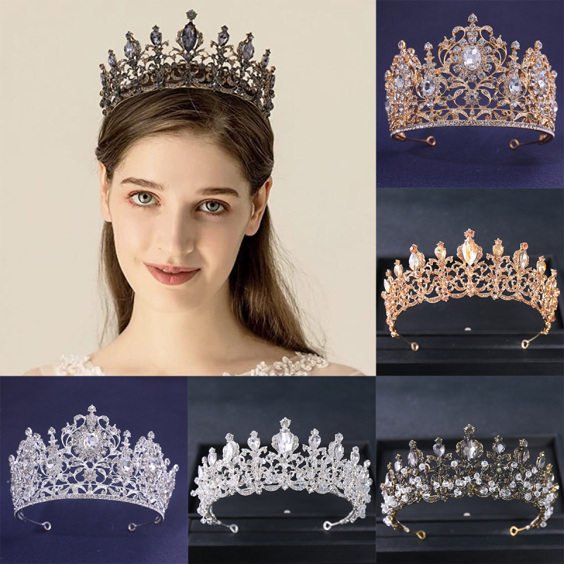Kosa tiara od legure s bijelim kristalima, europskog stila – svadbeni dodatak za kosu, updo, elektroplating