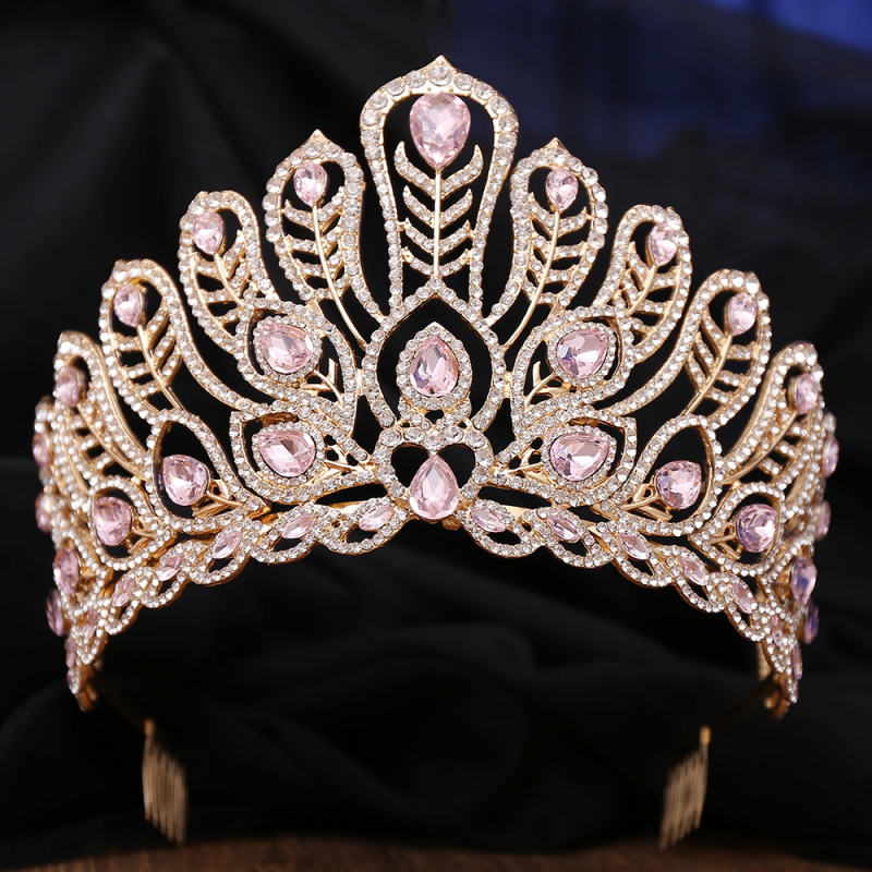 Ženska tiara za glavu, od legure, s dijamantima, bijeli kristali