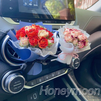 Automobiļa gaisa ventilācijas aromaterapijas dekors ar kaltētiem ziediem – mini kaltēto ziedu pušķis, krāsots, paredzēts maisiņam