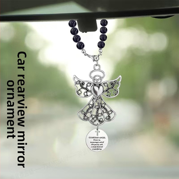 Ангелска украса за задното огледало на колата — сплав, електроплакиране, марка Dingsong, модел: кръст/корона/римски цифри, стил: персонален тренд