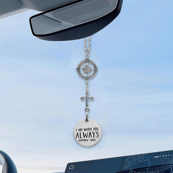 Ангелска украса за задното огледало на колата — сплав, електроплакиране, марка Dingsong, модел: кръст/корона/римски цифри, стил: персонален тренд