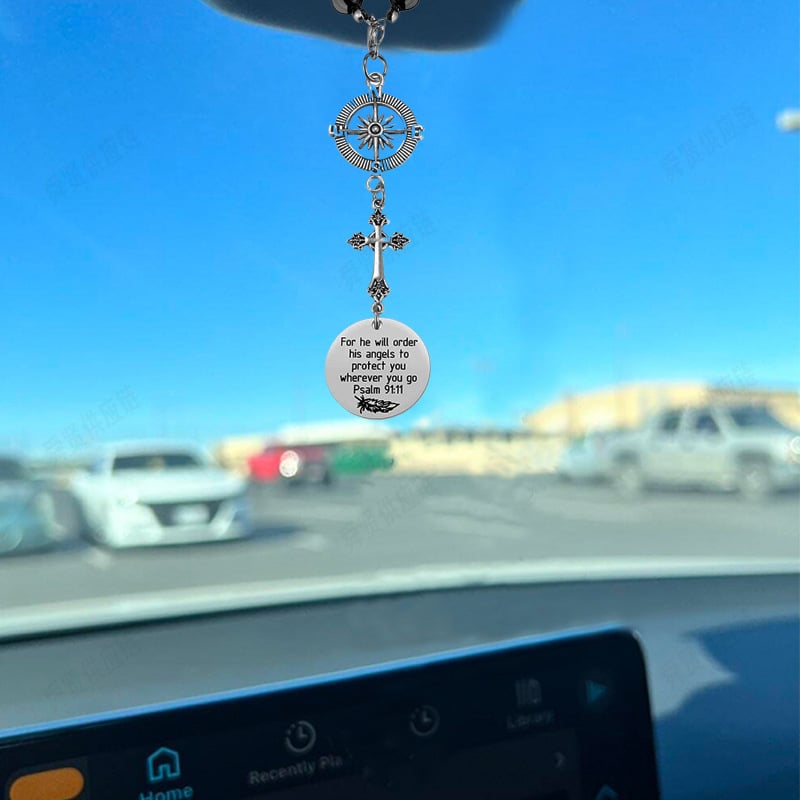 Ангелска украса за задното огледало на колата — сплав, електроплакиране, марка Dingsong, модел: кръст/корона/римски цифри, стил: персонален тренд