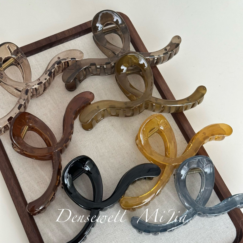 Κλιπ μαλλιών - Cross Wave Grip, Korean-style (Υλικό: Πλαστικό/ρητίνη; Τύπος κλιπ: Grip; Διαδικασία: Χειροποίητο; Μάρκα: Densewell/Mija)