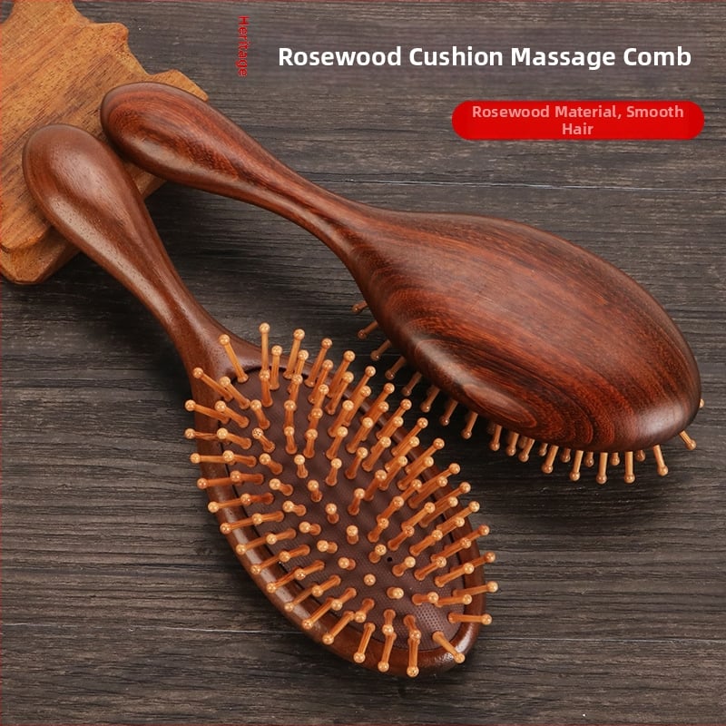 Гребен от сандалово дърво с въздушна подложка за масаж на меридианите, гравирано лого, подаръчна кутия