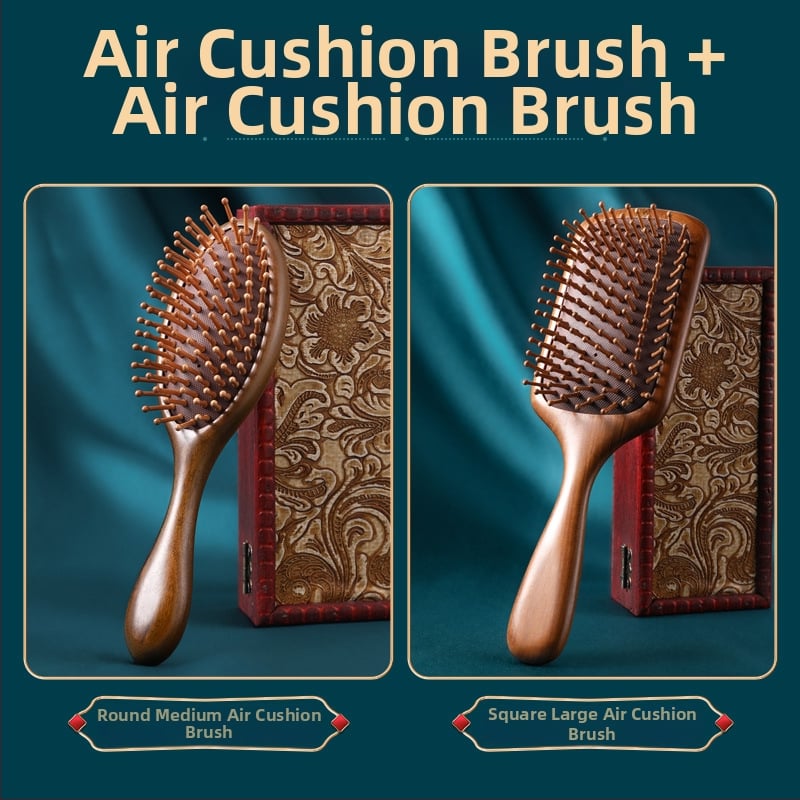 Гребен от сандалово дърво с въздушна подложка за масаж на меридианите, гравирано лого, подаръчна кутия