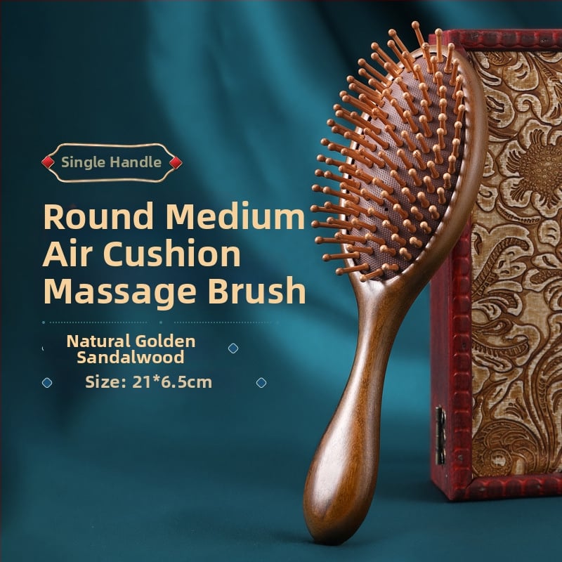 Гребен от сандалово дърво с въздушна подложка за масаж на меридианите, гравирано лого, подаръчна кутия