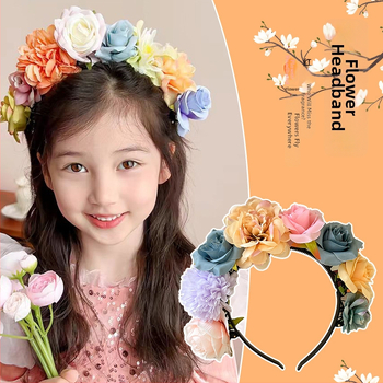 Κοριτσίστικος κεφαλόδεσμος μαλλιών με λουλούδι - Μοντέλο: τριαντάφυλλο, Υλικό: Πλαστικό/ρητίνη, Στυλ: παιδικό, Στρώσιμο/Stacking, Επεξεργασία Seiko, Καλοκαίρι 2024