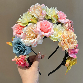 Κοριτσίστικος κεφαλόδεσμος μαλλιών με λουλούδι - Μοντέλο: τριαντάφυλλο, Υλικό: Πλαστικό/ρητίνη, Στυλ: παιδικό, Στρώσιμο/Stacking, Επεξεργασία Seiko, Καλοκαίρι 2024