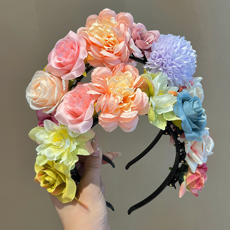 Κοριτσίστικος κεφαλόδεσμος μαλλιών με λουλούδι - Μοντέλο: τριαντάφυλλο, Υλικό: Πλαστικό/ρητίνη, Στυλ: παιδικό, Στρώσιμο/Stacking, Επεξεργασία Seiko, Καλοκαίρι 2024