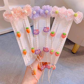 Dječji dodatak za kosu s cvjetnim motívom i biserima — crtani film motiv, materijal mješavina, sladak stil, mikro pave obrada, podrijetlo Jinhua, jesen 2024