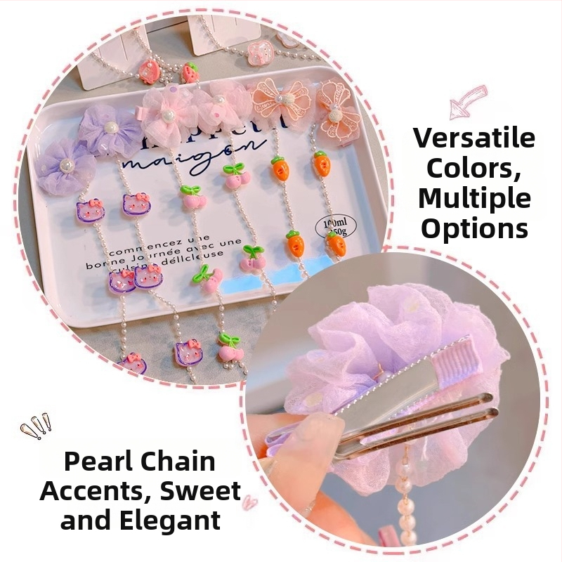 Detská ozdoba na vlasy s kvetom a perlami — motív kresleného filmu, materiál zmes, štýl roztomilý, mikro pavé úprava, pôvod Jinhua, jeseň 2024