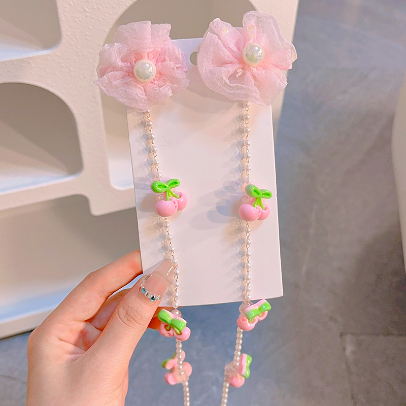 Dječji dodatak za kosu s cvjetnim motívom i biserima — crtani film motiv, materijal mješavina, sladak stil, mikro pave obrada, podrijetlo Jinhua, jesen 2024