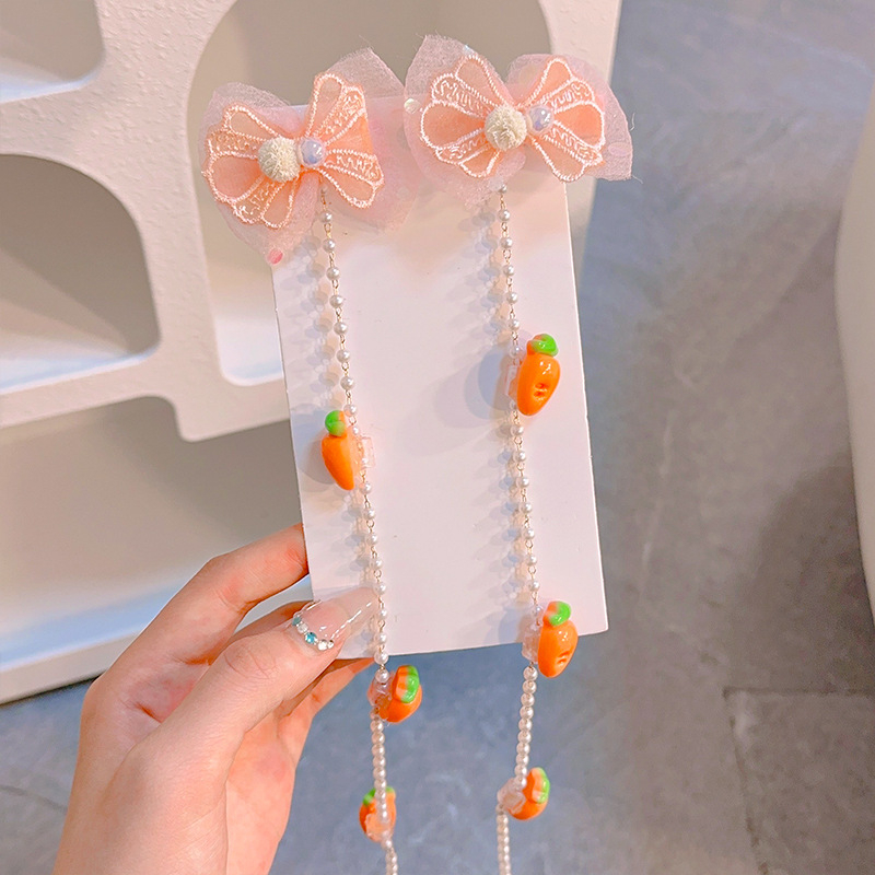 Dječji dodatak za kosu s cvjetnim motívom i biserima — crtani film motiv, materijal mješavina, sladak stil, mikro pave obrada, podrijetlo Jinhua, jesen 2024
