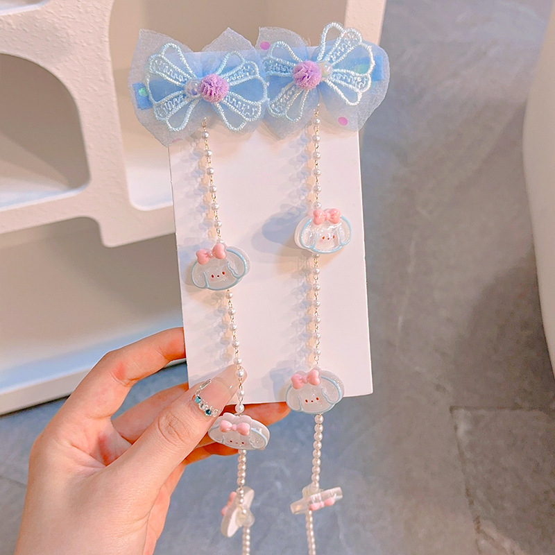 Dječji dodatak za kosu s cvjetnim motívom i biserima — crtani film motiv, materijal mješavina, sladak stil, mikro pave obrada, podrijetlo Jinhua, jesen 2024