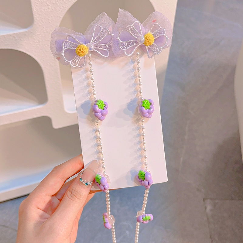 Dječji dodatak za kosu s cvjetnim motívom i biserima — crtani film motiv, materijal mješavina, sladak stil, mikro pave obrada, podrijetlo Jinhua, jesen 2024