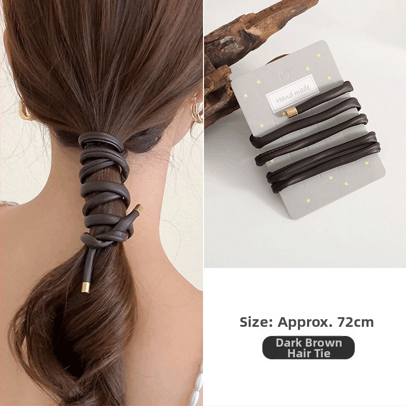 Nahkane juukseband naistele kõrgeponni jaoks, Jaapani-Korea stiil, bränd Unique, 2025 kevad, peakatete aksessuaar