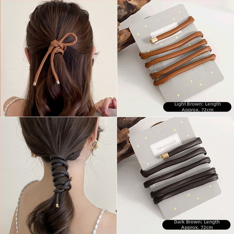 Nahkane juukseband naistele kõrgeponni jaoks, Jaapani-Korea stiil, bränd Unique, 2025 kevad, peakatete aksessuaar