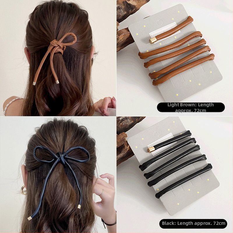 Nahkane juukseband naistele kõrgeponni jaoks, Jaapani-Korea stiil, bränd Unique, 2025 kevad, peakatete aksessuaar