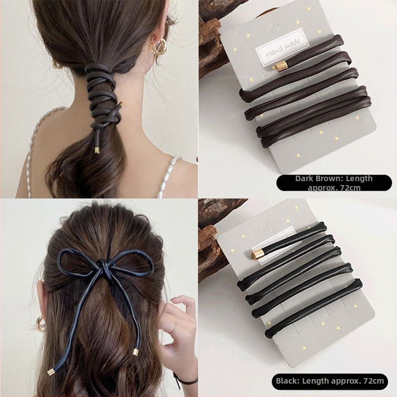 Nahkane juukseband naistele kõrgeponni jaoks, Jaapani-Korea stiil, bränd Unique, 2025 kevad, peakatete aksessuaar