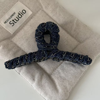 Klip za kosu za glavu s denim mašnom i lancem, ručna izrada, lagani luksuzni stil, za žene