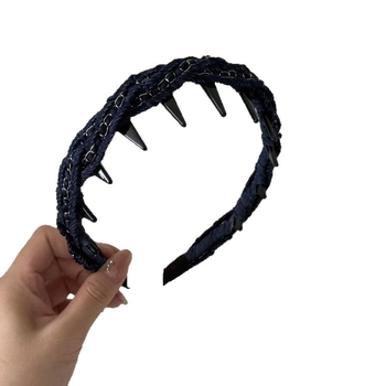 Klip za kosu za glavu s denim mašnom i lancem, ručna izrada, lagani luksuzni stil, za žene