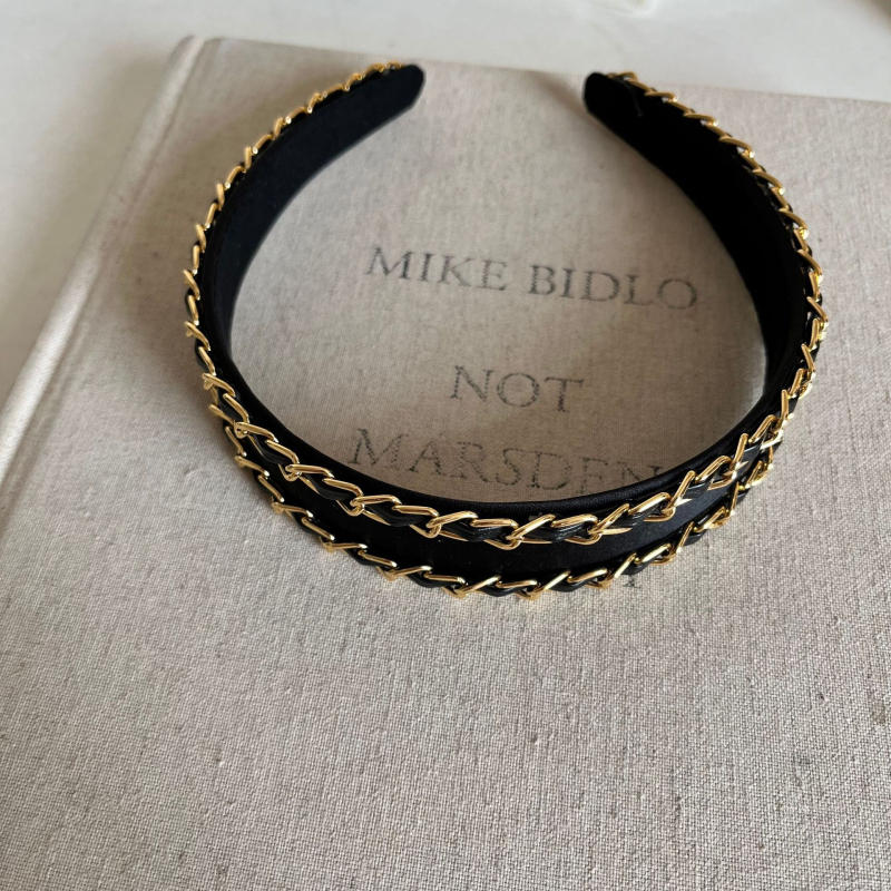 Klip za kosu za glavu s denim mašnom i lancem, ručna izrada, lagani luksuzni stil, za žene