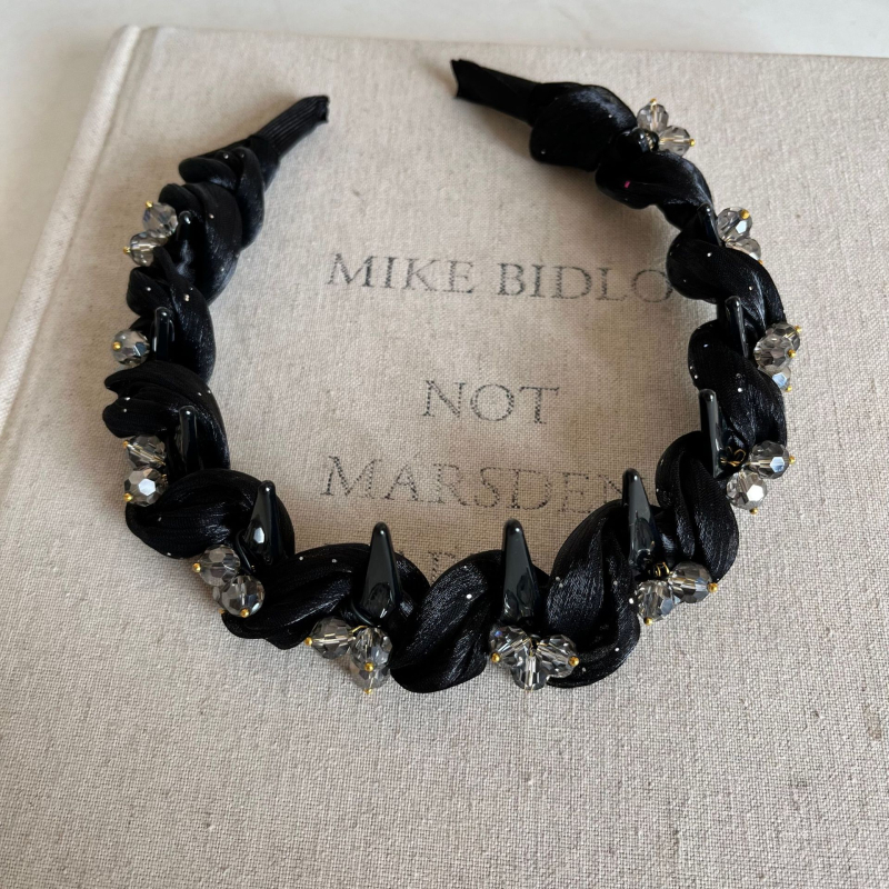 Klip za kosu za glavu s denim mašnom i lancem, ručna izrada, lagani luksuzni stil, za žene