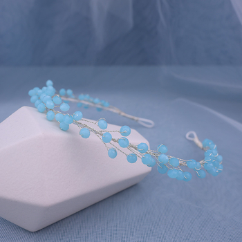 Kristallidega juukseband pehme kettiga, laineline stiil — pruudile juuksehääldus