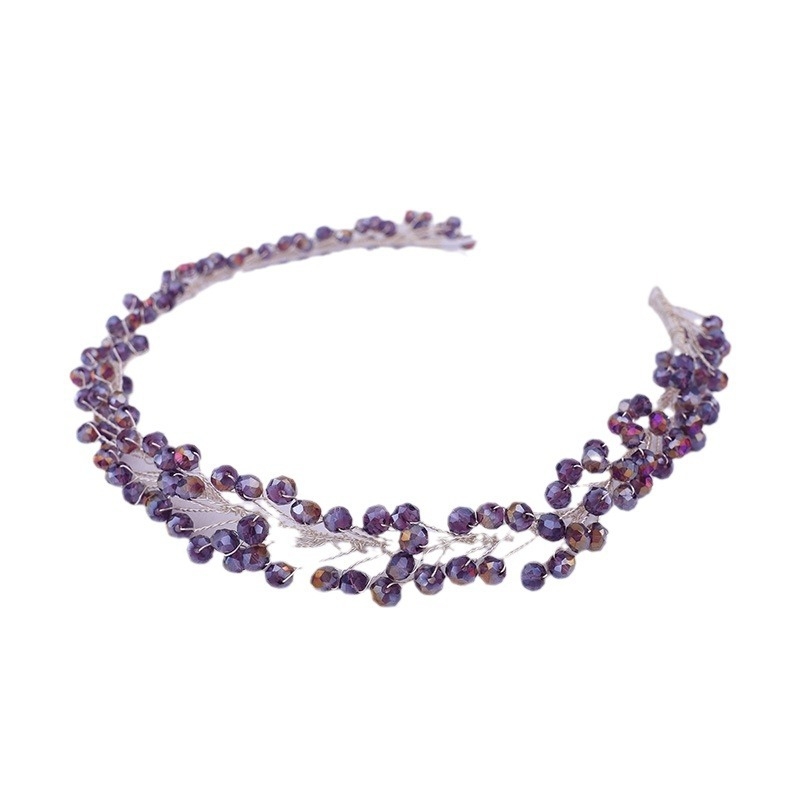 Kristallidega juukseband pehme kettiga, laineline stiil — pruudile juuksehääldus