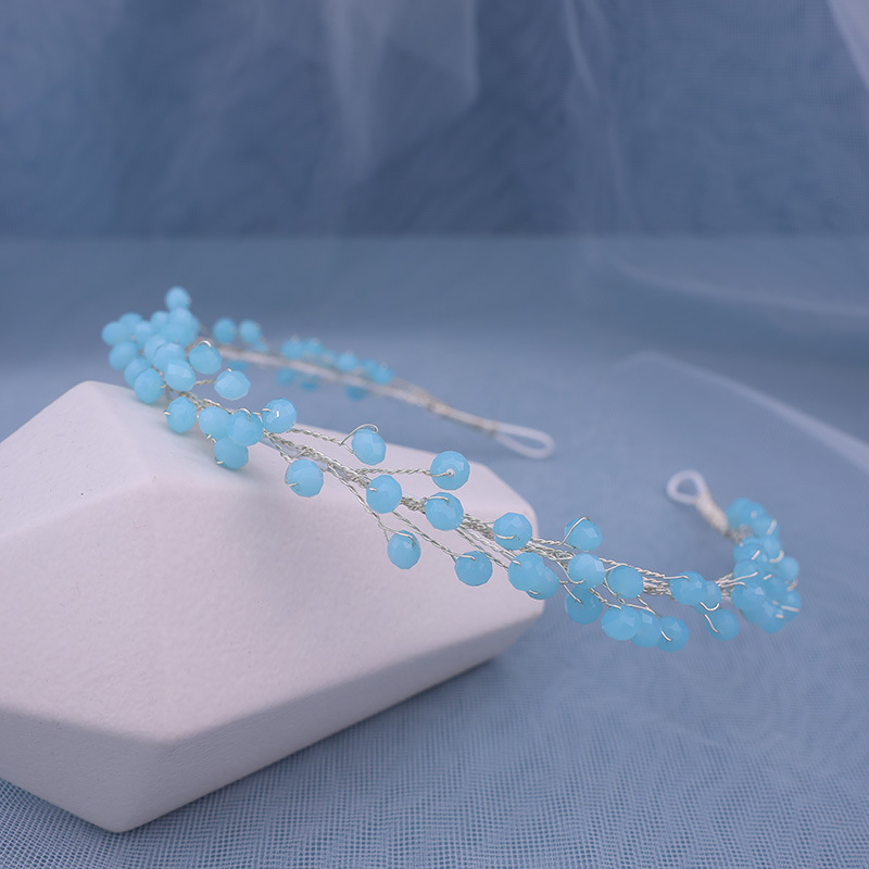 Kristallidega juukseband pehme kettiga, laineline stiil — pruudile juuksehääldus