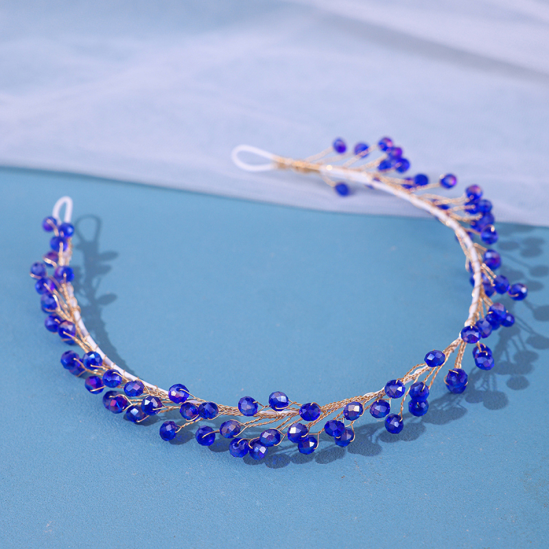 Kristallidega juukseband pehme kettiga, laineline stiil — pruudile juuksehääldus