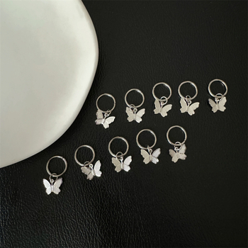 Accesoriu pentru păr din aliaj, stil hip-hop, Dirty Braid, pandantiv cu lanț încrucișat și fluture, placare electrolitică; ambalaj individual