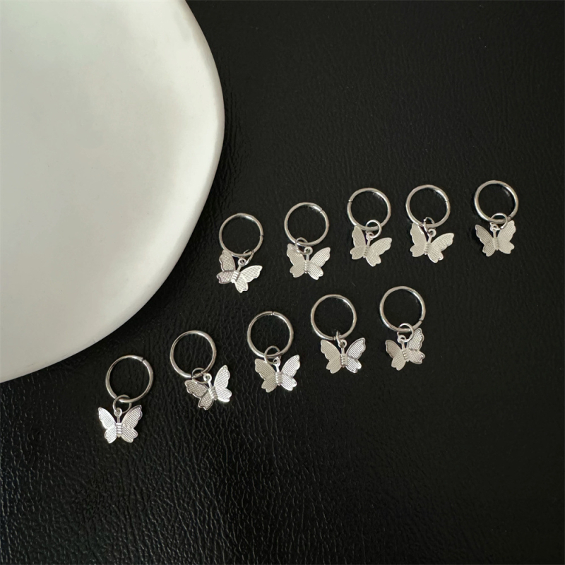 Accesoriu pentru păr din aliaj, stil hip-hop, Dirty Braid, pandantiv cu lanț încrucișat și fluture, placare electrolitică; ambalaj individual