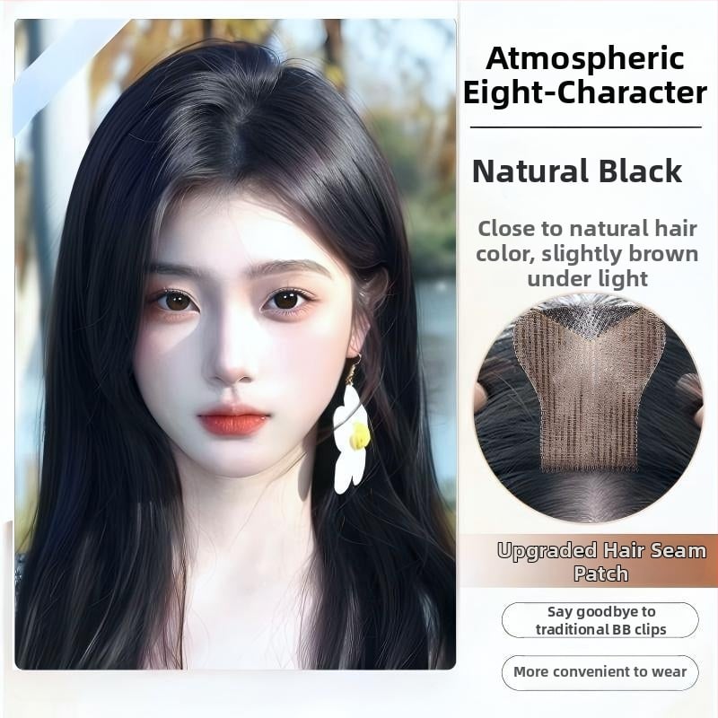 Fragment de perucă pentru frunte, fără margine, respirabil, țesut mecanic și manual, păr drept, model P618, poate fi vopsit și tratat cu perm