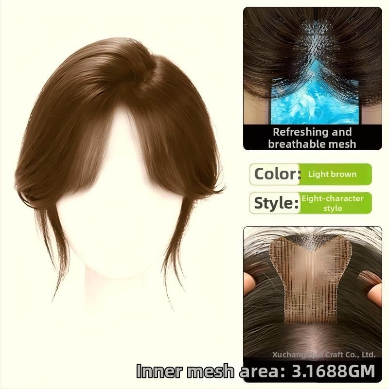 Fragment de perucă pentru frunte, fără margine, respirabil, țesut mecanic și manual, păr drept, model P618, poate fi vopsit și tratat cu perm