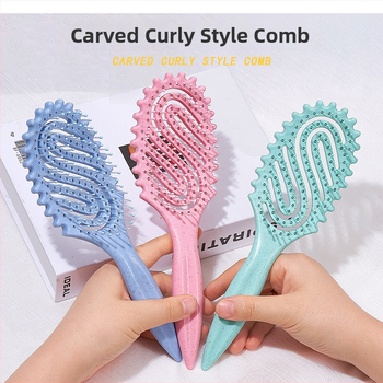 Стайлинг гребен с кух S-образен дизайн; материал: пшенична слама + найлон; функции: масаж, изглаждане, къдрене