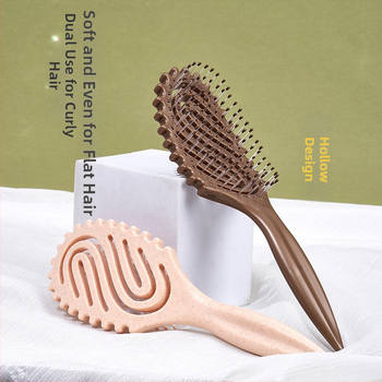 Стайлинг гребен с кух S-образен дизайн; материал: пшенична слама + найлон; функции: масаж, изглаждане, къдрене