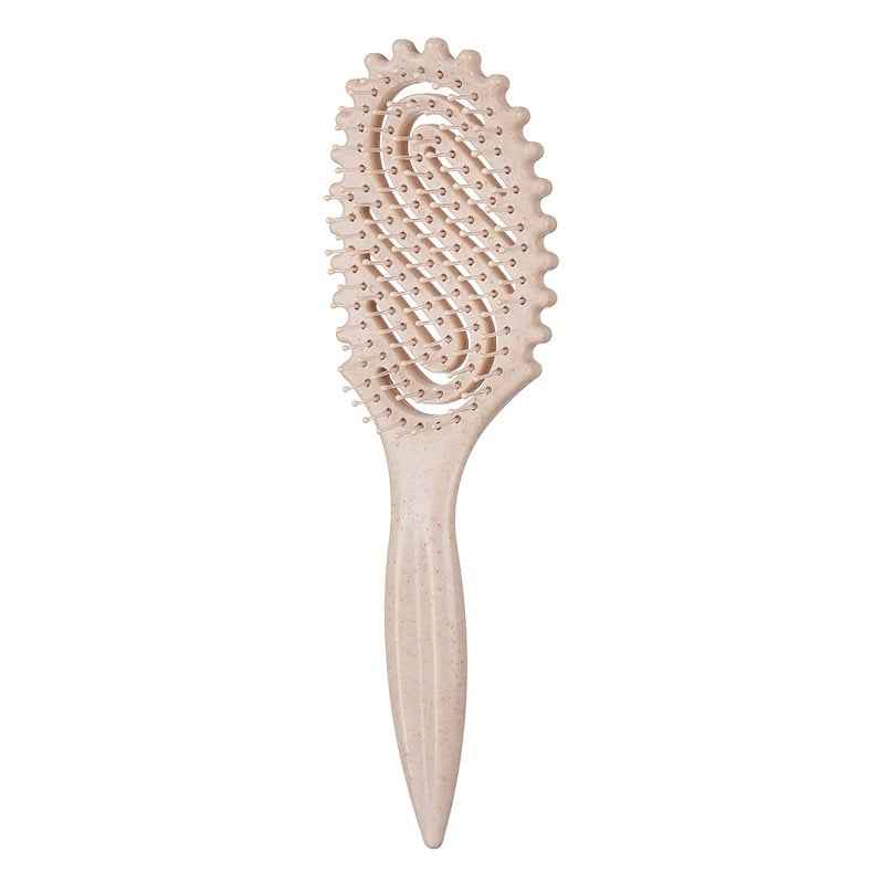 Стайлинг гребен с кух S-образен дизайн; материал: пшенична слама + найлон; функции: масаж, изглаждане, къдрене