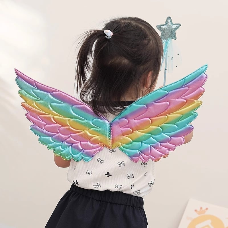 Ангелски криле за детски сценичен костюм, плат, принцес серия, за деца 6–10 г, ултразвукова обработка