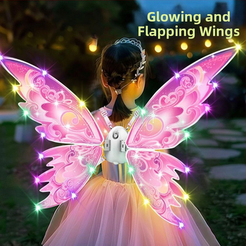 LED gaismas tauriņa spārni uz muguras – bērnu aksesuārs ar dinamiskiem gaismas efektiem, plastmasas materiāls, piemērots no 14 gadiem