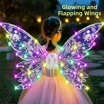 LED gaismas tauriņa spārni uz muguras – bērnu aksesuārs ar dinamiskiem gaismas efektiem, plastmasas materiāls, piemērots no 14 gadiem