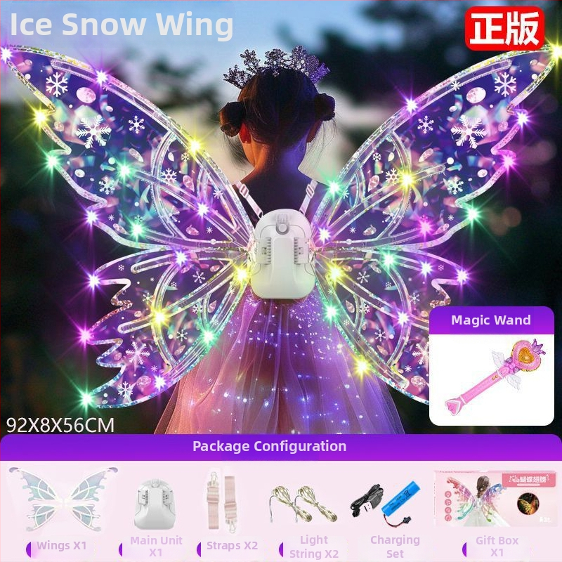 LED gaismas tauriņa spārni uz muguras – bērnu aksesuārs ar dinamiskiem gaismas efektiem, plastmasas materiāls, piemērots no 14 gadiem