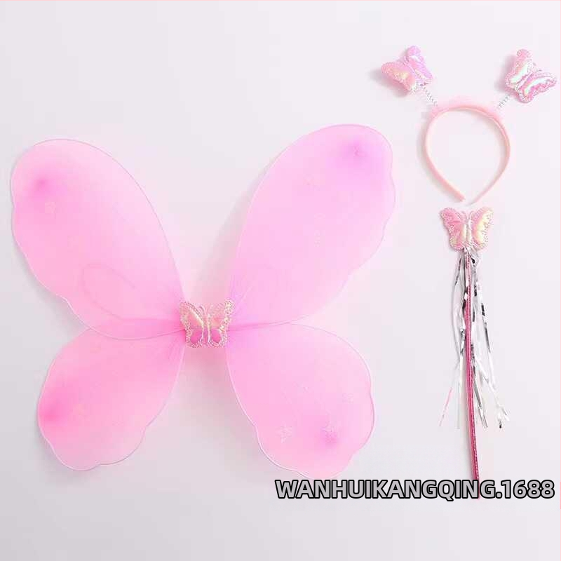 Detské anjelské krídla na chrbát – Krídla motýľov na predstavenia a obliekanie pre princezné (Vek 0–3 rokov; Materiál: Iné; 3C: Elektrické hračky do 14 rokov)