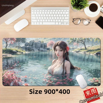 Подложка за бюро, гумена, едностранна, дизайн с аниме момиче, национален стил