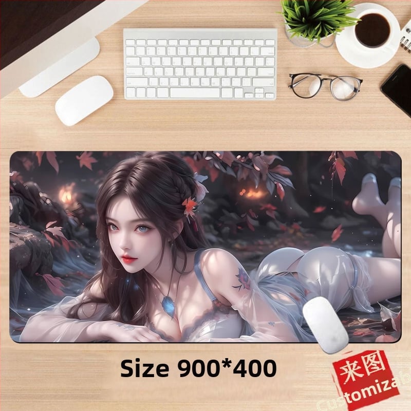 Подложка за бюро, гумена, едностранна, дизайн с аниме момиче, национален стил