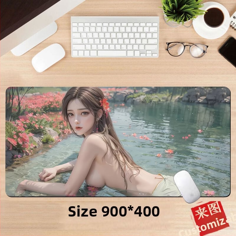 Подложка за бюро, гумена, едностранна, дизайн с аниме момиче, национален стил