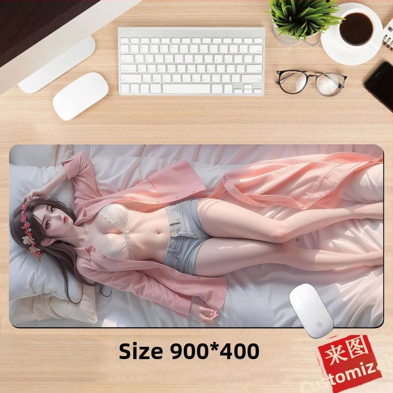 Подложка за бюро, гумена, едностранна, дизайн с аниме момиче, национален стил