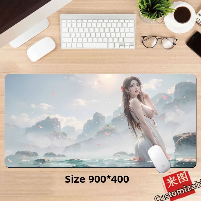 Подложка за бюро, гумена, едностранна, дизайн с аниме момиче, национален стил